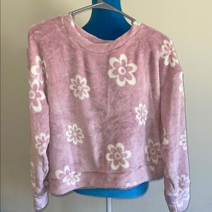 Hippie Rose Pink and White Fleece Top